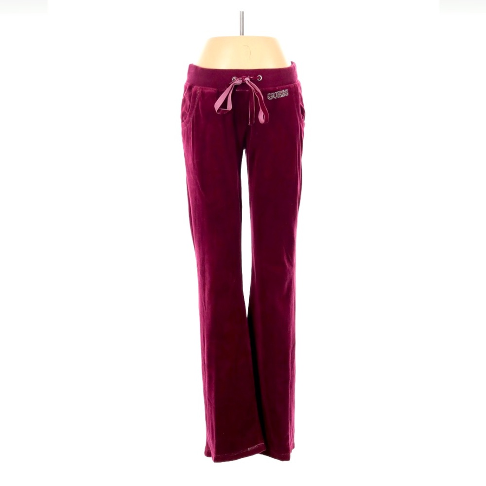 Velour GUESS track pant in Merlot